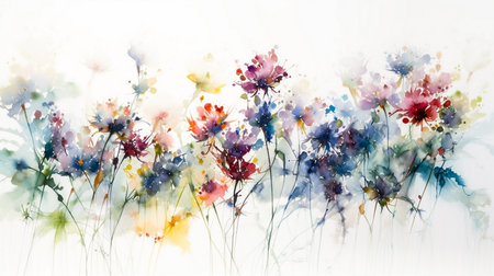 Watercolor painting of flowers, watercolor painting on white background.の素材