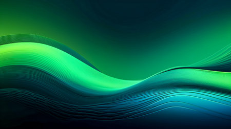abstract background with smooth lines in green and turquoise colorsの素材
