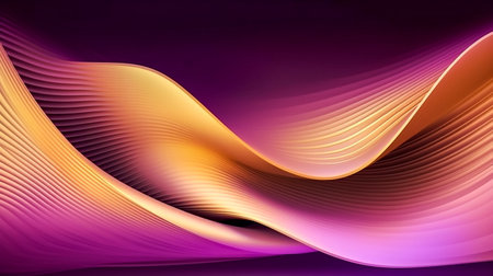abstract background with wavy lines in purple, orange and yellow colorsの素材