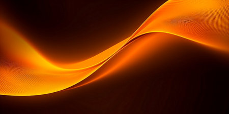abstract orange wave on dark background, computer generated abstract background, 3d renderの素材