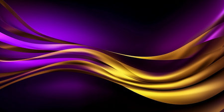 abstract background with smooth wavy lines in purple and yellow colorsの素材