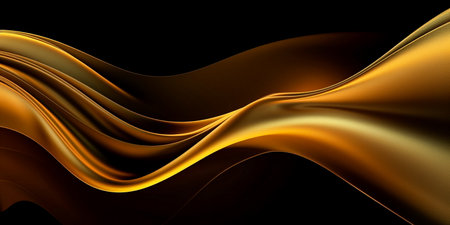 gold wavy abstract background. 3d rendering, 3d illustration.の素材