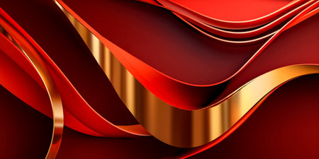 Red and gold abstract background. 3d rendering, 3d illustration.の素材