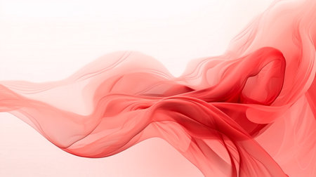 Abstract background with red wavy silk or satin texture. 3d rendering illustration.の素材
