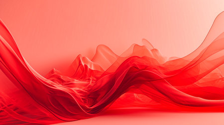Abstract background of red wavy silk or satin. 3d render illustrationの素材