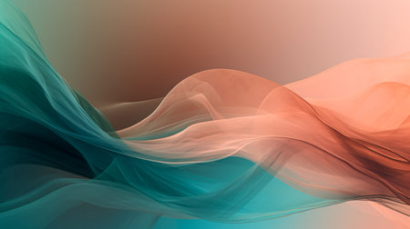 abstract background with smooth lines in orange and green colors, digitally generated imageの素材
