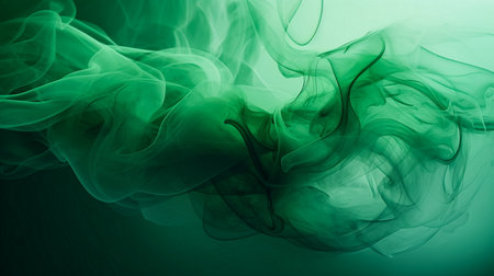 Abstract green smoke on a black background. Design element for graphic artworks.の素材