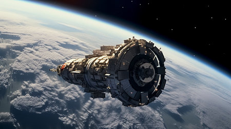 3D CG rendering of space ship. 3D CG rendering.の素材