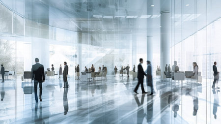 Business People Commuter Rush Hour Cityscape Office Concept. 3D renderingの素材