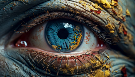 Close up view of an eye with the cracked skin. 3d renderingの素材