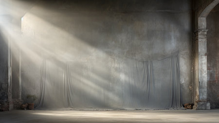 Conceptual image of empty room with spotlights. 3d renderingの素材