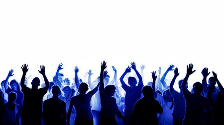 Silhouettes of People Dancing in a Music Nightclub on White Backgroundの素材