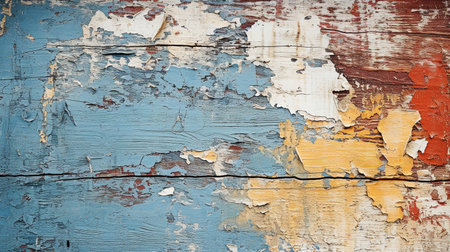 Old painted wood wall - texture or background. Blue and white colors.の素材