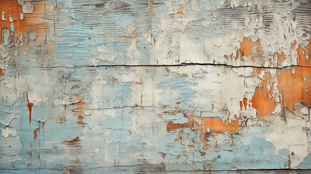 Old painted wood wall - texture or background. Blue and orange colors.の素材