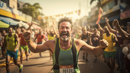 People at the annual Tel Aviv Half Marathon.の素材