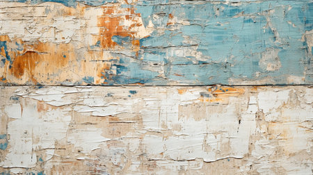 Old painted wood wall - texture or background. Blue and white colors.の素材
