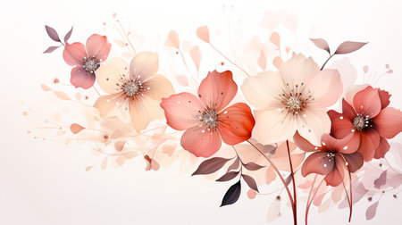 Flower background with watercolor flowers and leaves. Vector illustration.の素材
