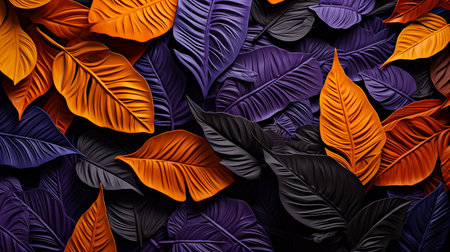 Tropical leaves background. Colorful monstera leaves background.の素材