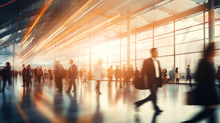Business people walking in the airport, motion blur background, business travel conceptの素材