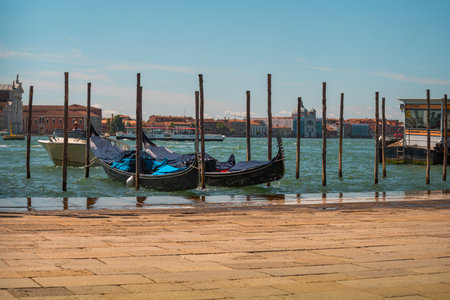 Gondolas on the Grand Canal in Venice, Italyの写真素材