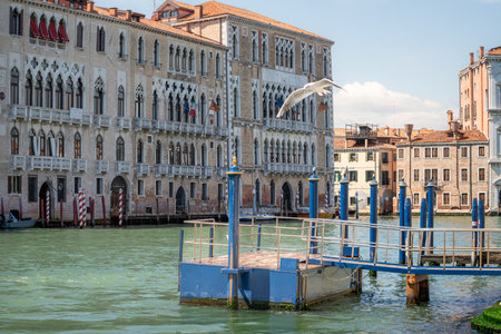 Gondola on the Grand Canal in Venice, Italy.の写真素材