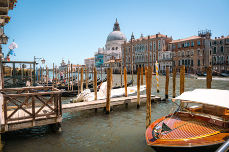 Grand Canal and Basilica Santa Maria della Salute in Venice, Italyの写真素材