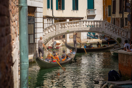 Gondola on the canal in Venice, Italyの写真素材
