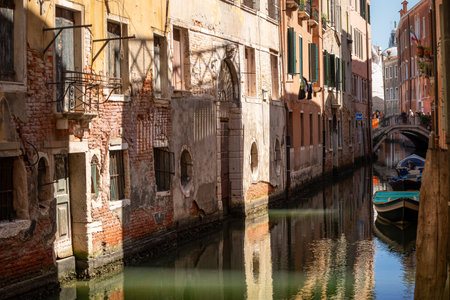 View of the canal in Venice, Italyの写真素材