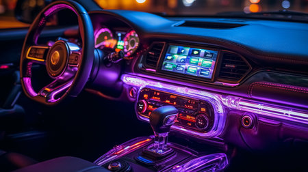 Luxury car interior details at the 2016 Paris Motor Show.の素材