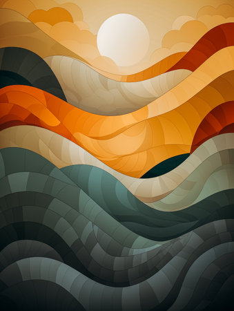 Abstract background with waves and sun. Vector illustration. Eps 10.の素材
