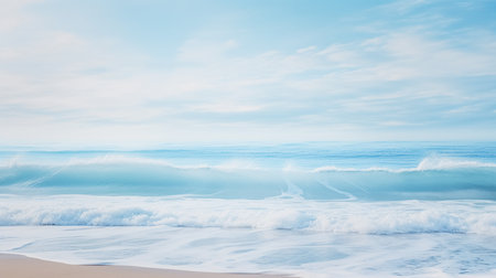 beautiful seascape with blue sky and white clouds on the beachの素材