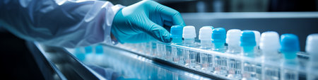 Laboratory technician working with test tubes in the laboratory. Medical backgroundの素材