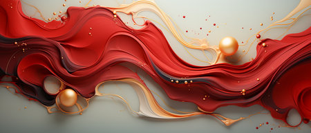 3d abstract background with red and gold waves. Vector illustration.の素材