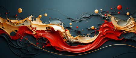 Abstract 3d vector background with black and red paint splashes.の素材