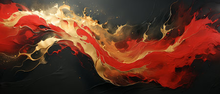 Abstract background of acrylic paint in red and black tones. 3d renderingの素材
