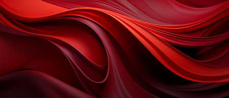 abstract red background with smooth wavy lines. 3d render illustrationの素材
