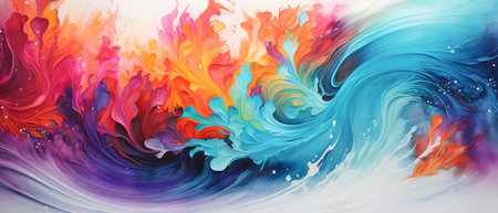 Abstract paint background. Acrylic colors mixing in water. Colorful abstract painting.の素材