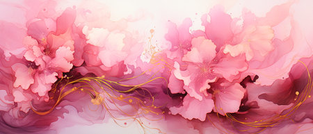 Hibiscus flower background with watercolor effect. Vector illustration.の素材