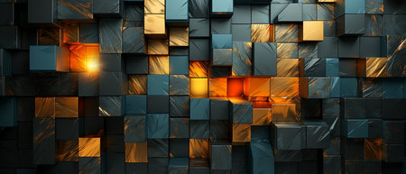 3d rendering of abstract geometric background with cubes in empty space.の素材