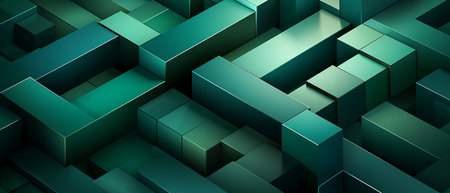 Abstract background with green cubes. 3d rendering, 3d illustration.の素材