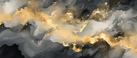 Marble abstract acrylic background. Marbling artwork texture. Agate ripple pattern. gold powder.の素材