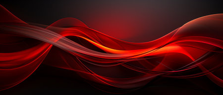 Abstract red waves on black background. Vector illustration for your design.の素材