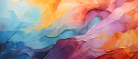 Abstract background of acrylic paint in blue, orange, yellow and pink colorsの素材