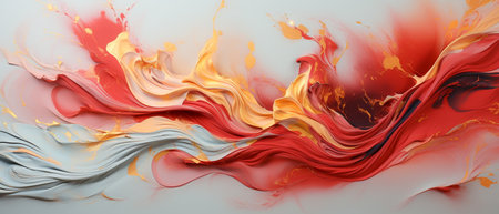 3d render, abstract background with orange and red paint splashesの素材
