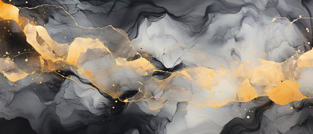 Marble abstract background. Black and gold watercolor texture. Vector illustration.の素材