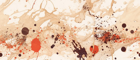 Abstract watercolor background. Orange, brown and black spots on a white background.の素材