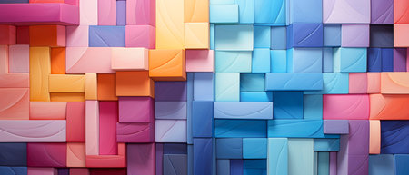 Abstract background made of colorful geometric shapes. 3d render illustration.の素材