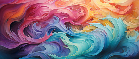 Abstract background of acrylic paint in blue, orange, yellow and pink colorsの素材