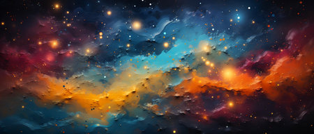 Abstract space background with stars and nebula. 3d illustrations.の素材