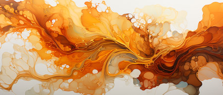 abstract background with orange, yellow and beige paint splashesの素材